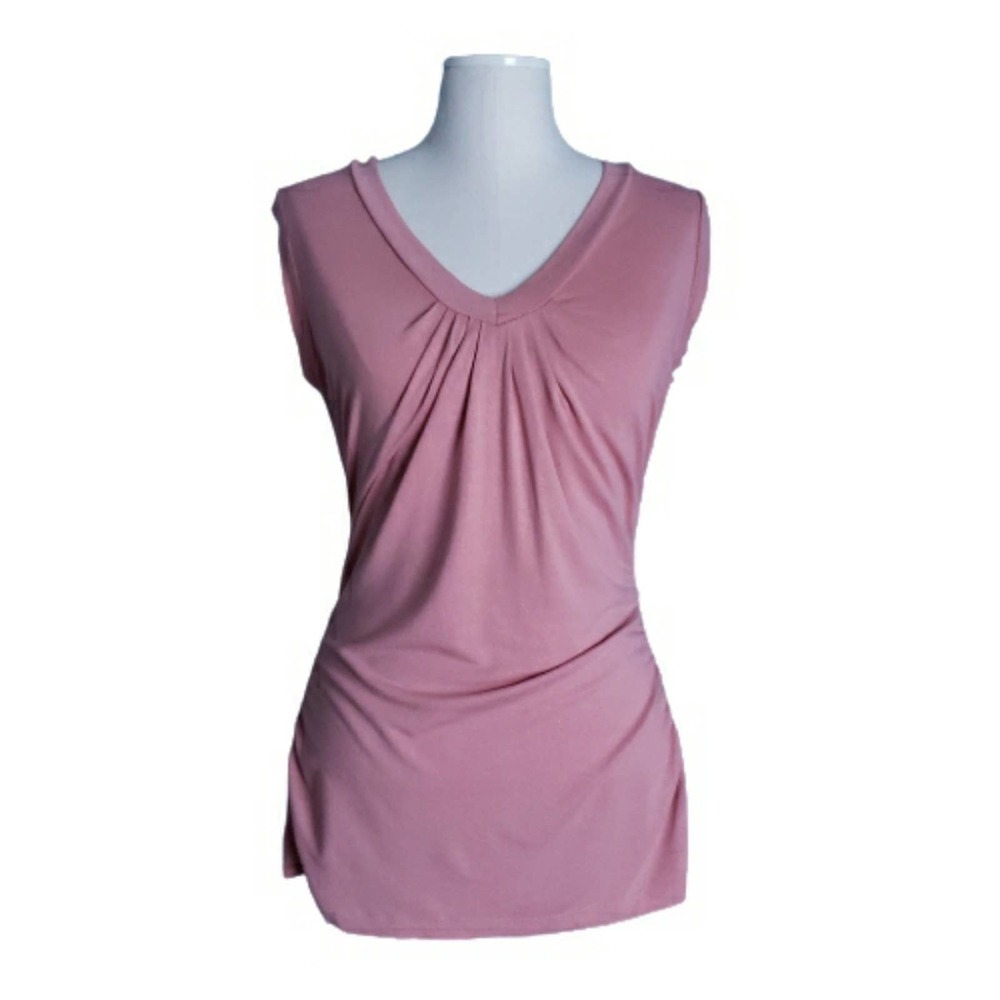 New York & Company V-Neck Ruched Shell